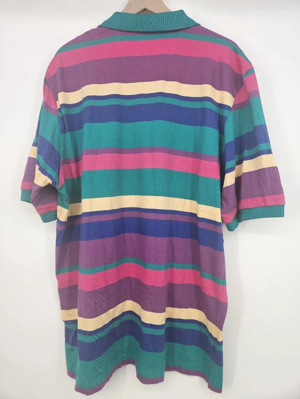 Vintage Deadstock Chaps Ralph Lauren 90s Striped Monogrammed Long Polo Shirt NWT